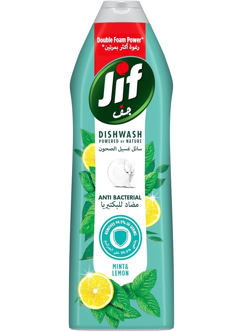 جيف سائل غسيل أطباق مضاد للبكتيريا برائحة النعناع والليمون، رغوة مزدوجة 750 مل - Image 1